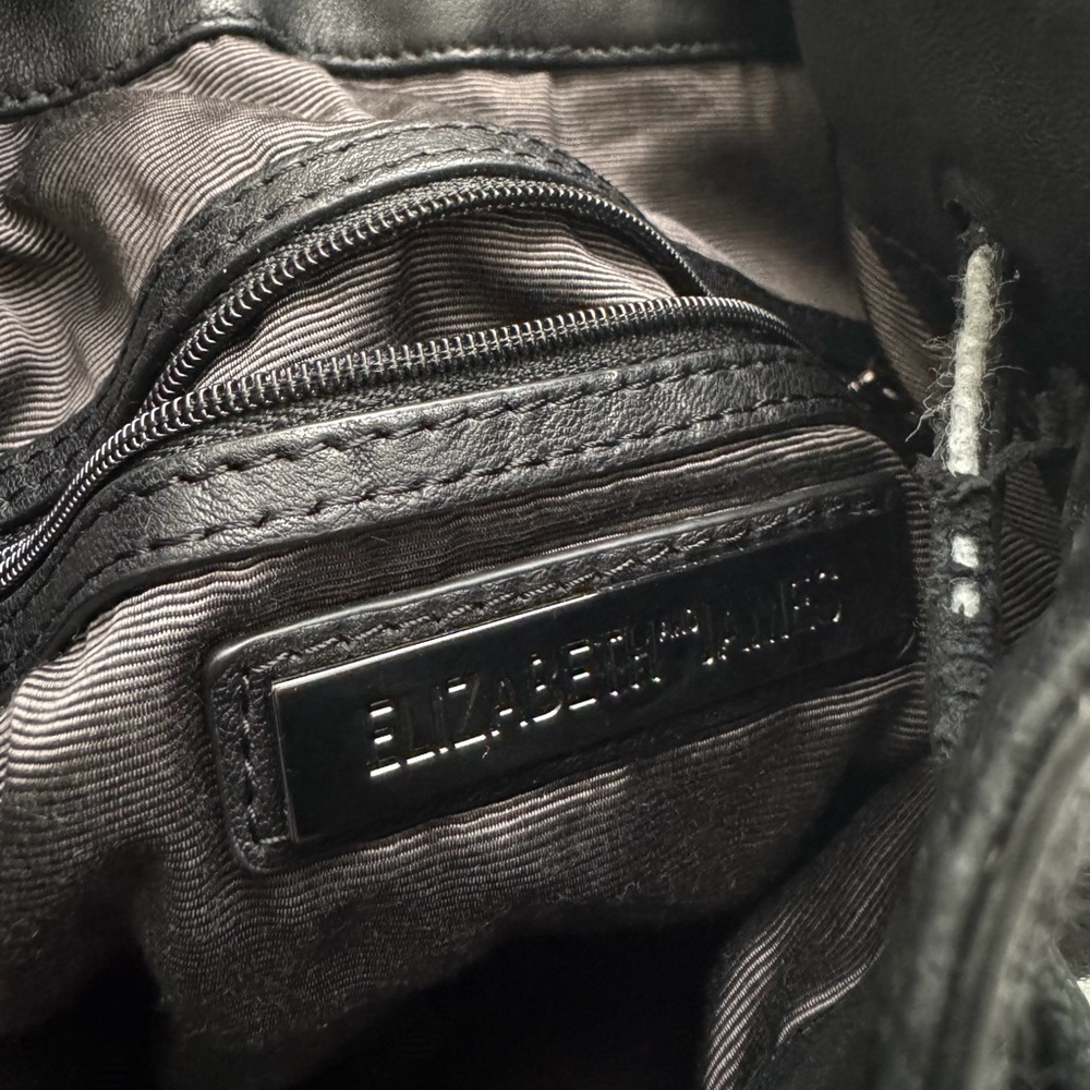 Black Drawstring Backpack with Zipper - Picture 6 of 7